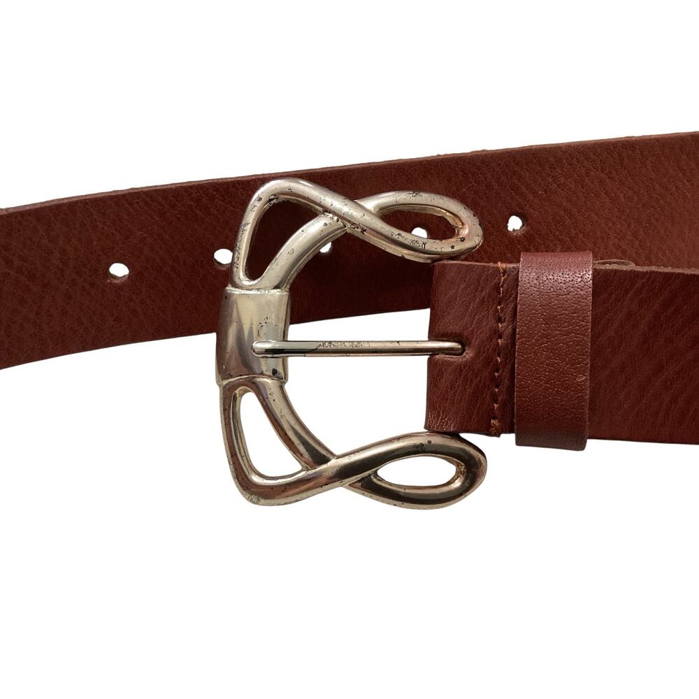Silpada Designs XL Brown Genuine Italian Leather Belt Silver Tone  Buckle - Picture 3 of 6